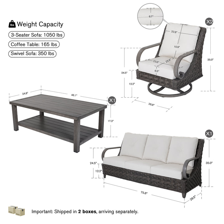 Patio Time 4-Piece Aluminum and Wicker Outdoor Conversation Set