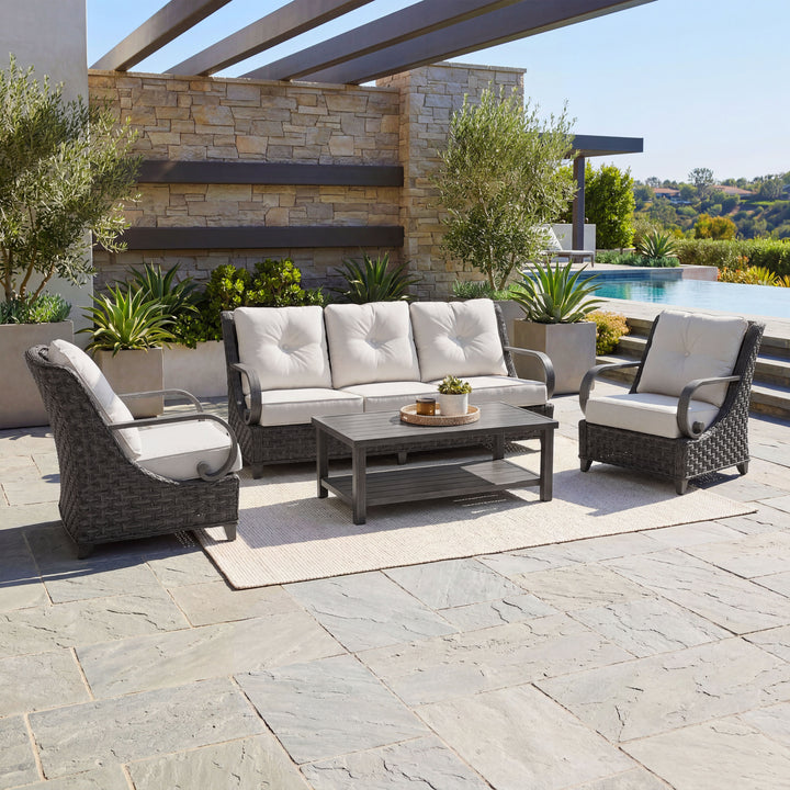 Patio Time 4-Piece Aluminum and Wicker Outdoor Conversation Set