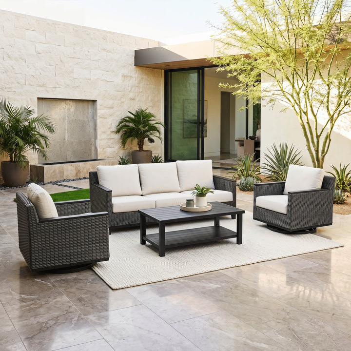 Patio Time 4-Piece Aluminum and Wicker Outdoor Conversation Set