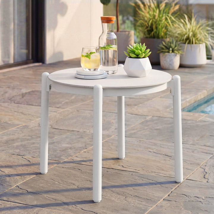 Patio Time 19.7¡± Round Coffee Table with Aluminum Frame