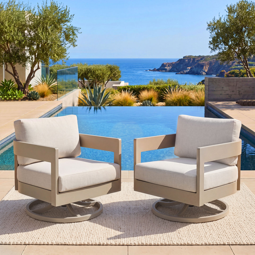 Patio Time Outdoor Aluminum Swivel Patio Chair Set of 2