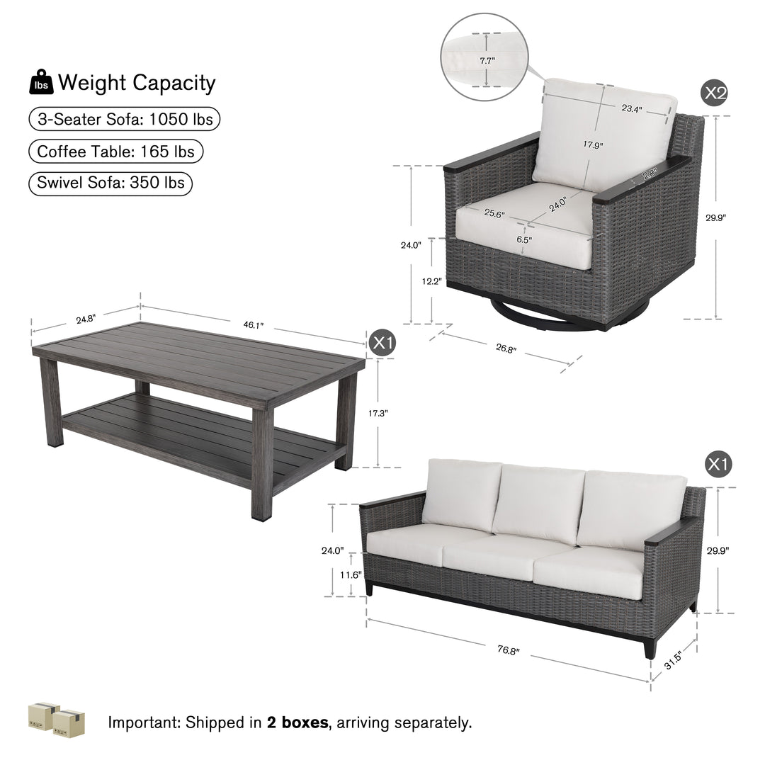 Patio Time 4-Piece Aluminum and Wicker Outdoor Conversation Set