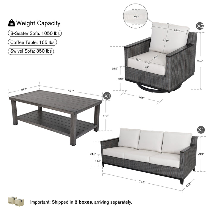 Patio Time 4-Piece Aluminum and Wicker Outdoor Conversation Set