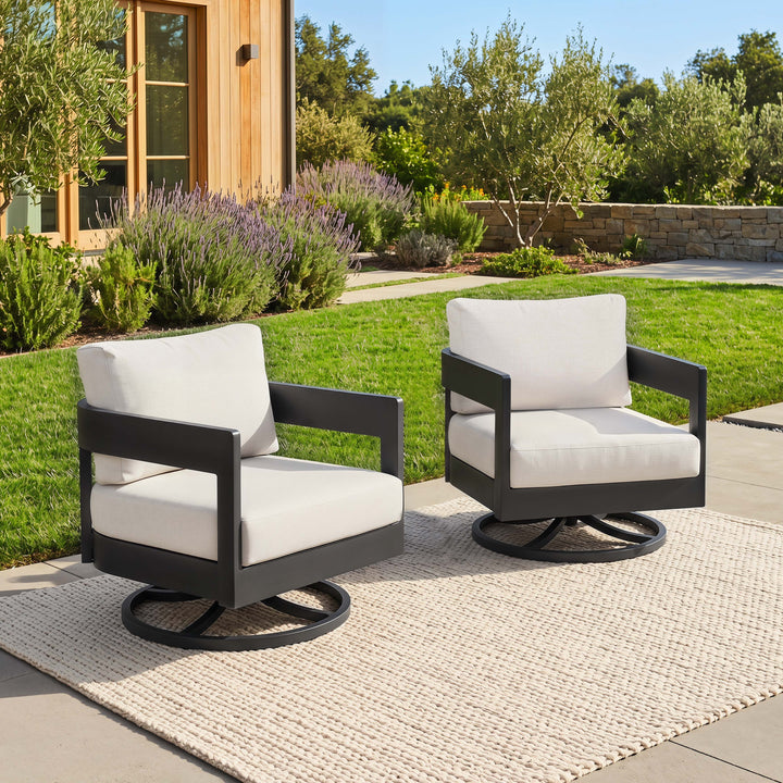 Patio Time Outdoor Aluminum Swivel Patio Chair Set of 2