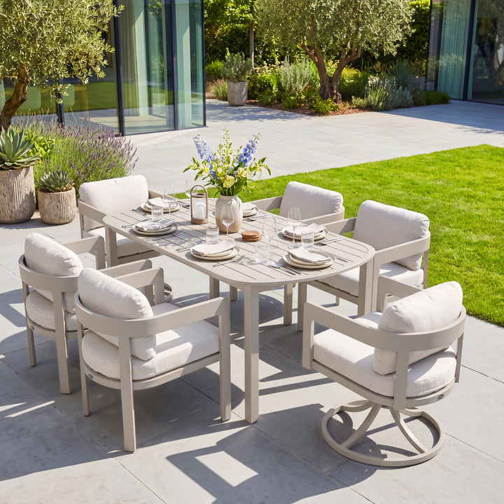 Patio Time 7-Piece Aluminum Outdoor Dining Set, with 63" Round Table for 6 People