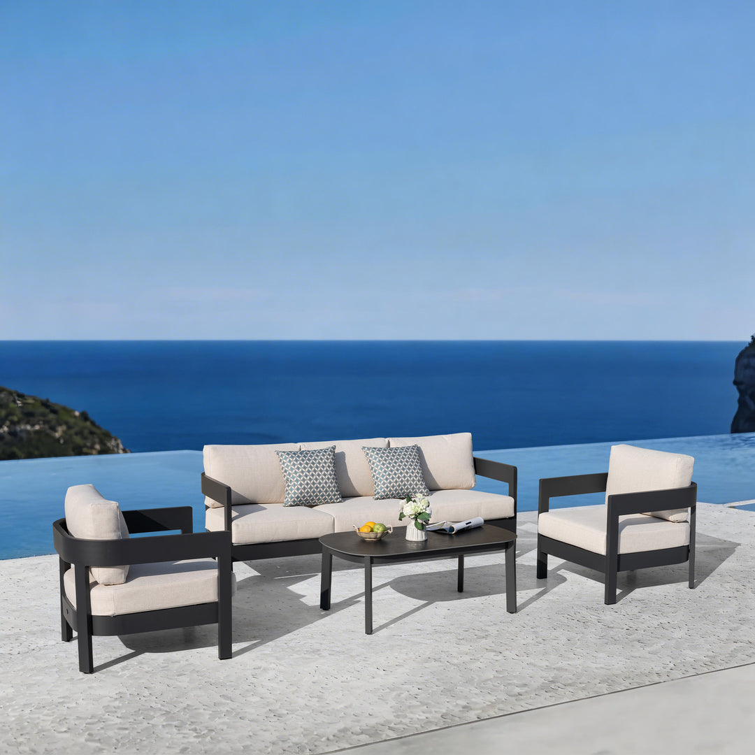 Patio Time 4-Piece Aluminum Outdoor Conversation Set
