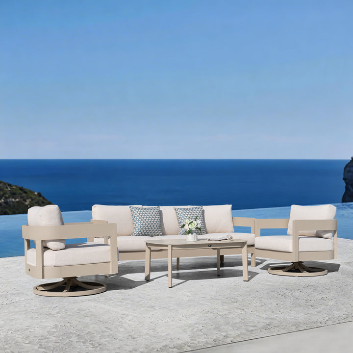 Patio Time Outdoor Aluminum Swivel Patio Chair Set of 2