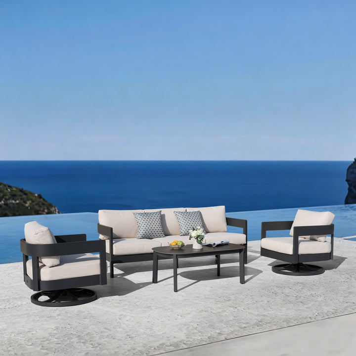 Patio Time 4-Piece Aluminum Outdoor Conversation Set