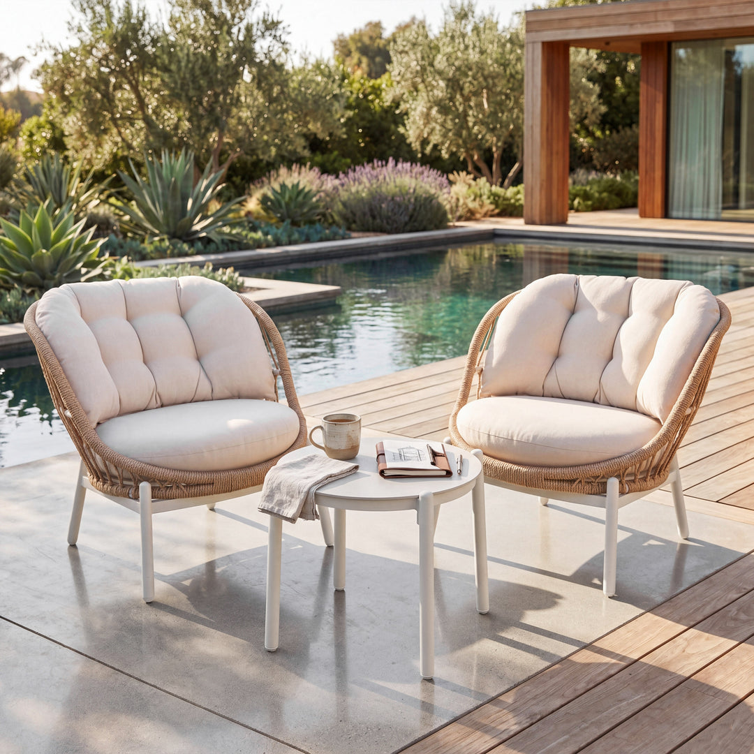 Patio Time 3-Piece Aluminum Patio Balcony Set with 19.7¡± Round Table for 2
