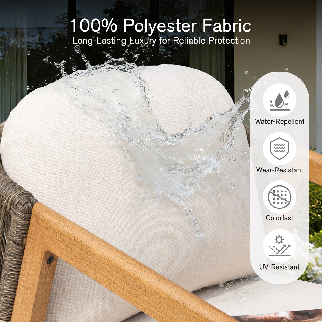 Patio Time 4-Piece Wood-Grain Aluminum & Wicker Conversation Furniture Set