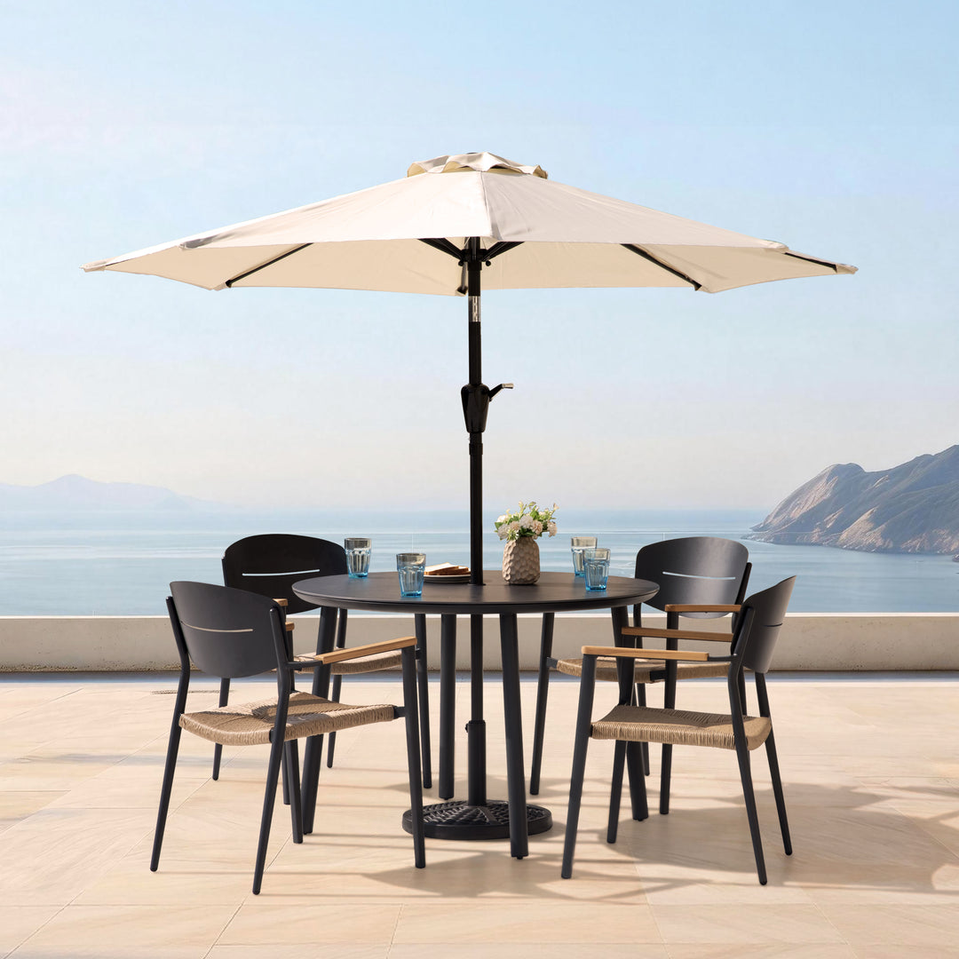 Outdoor 43” Round Aluminum Dining Table with Sintered Stone Tabletop