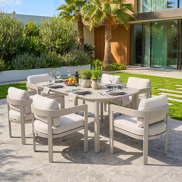 Patio Time 7-Piece Aluminum Outdoor Dining Set, with 63" Round Table for 6 People