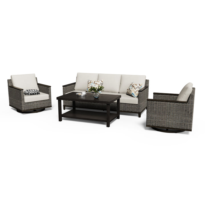 Patio Time 4-Piece Aluminum and Wicker Outdoor Conversation Set