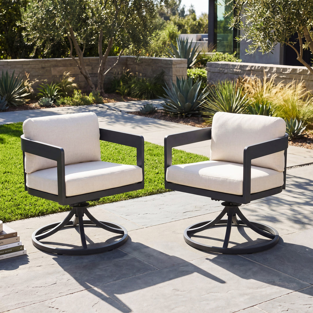 Patio Time Outdoor Aluminum Swivel Dining Chair Set of 2