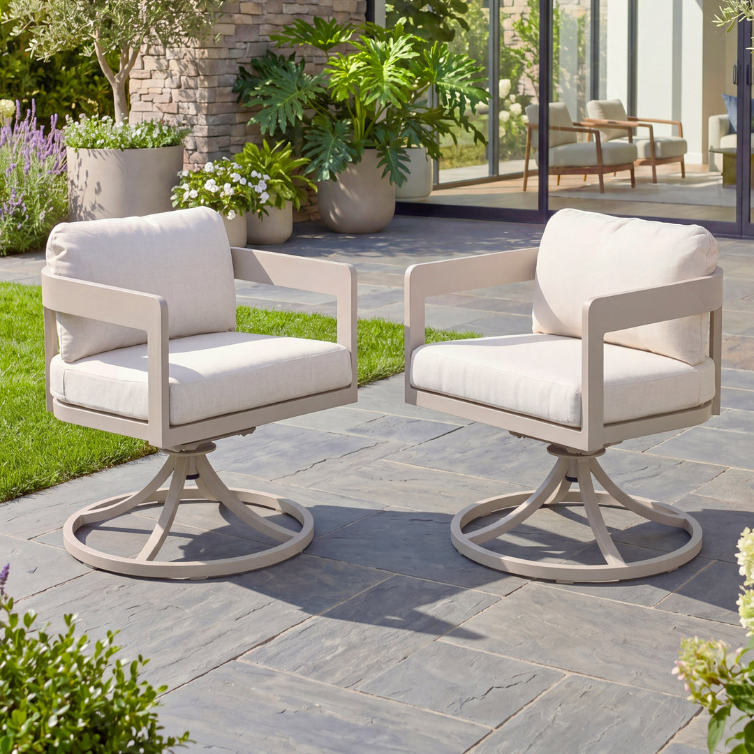 Patio Time Outdoor Aluminum Swivel Dining Chair Set of 2