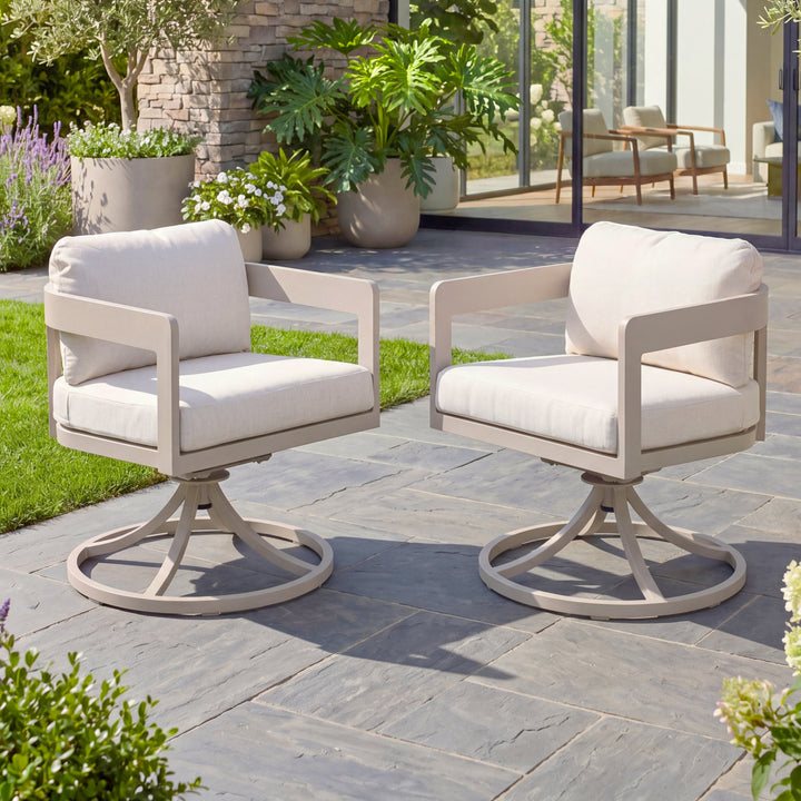 Patio Time Outdoor Aluminum Swivel Dining Chair Set of 2