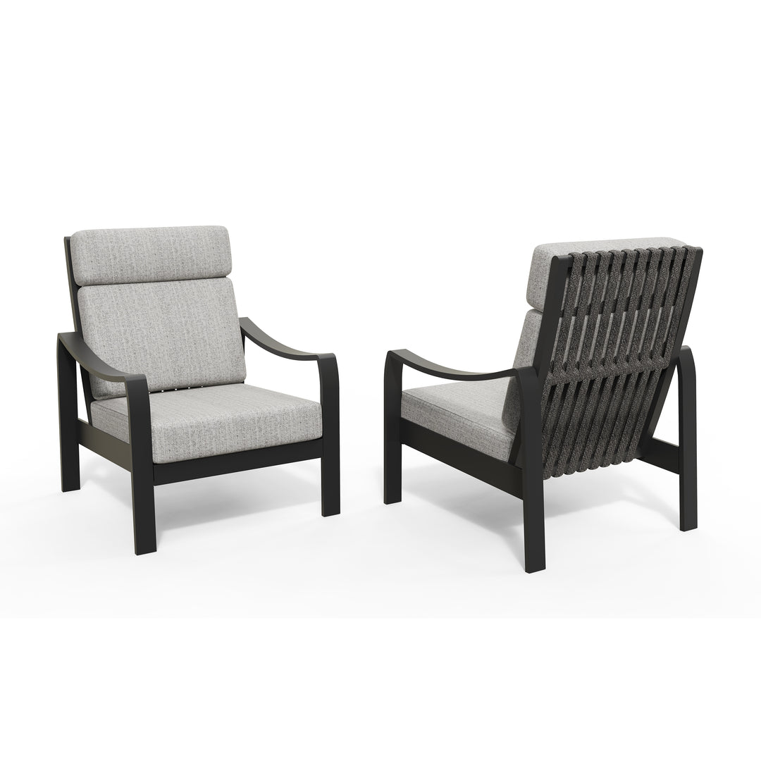 Patio Time Aluminum and Textilene Rope High Back Patio Chair Set of 2