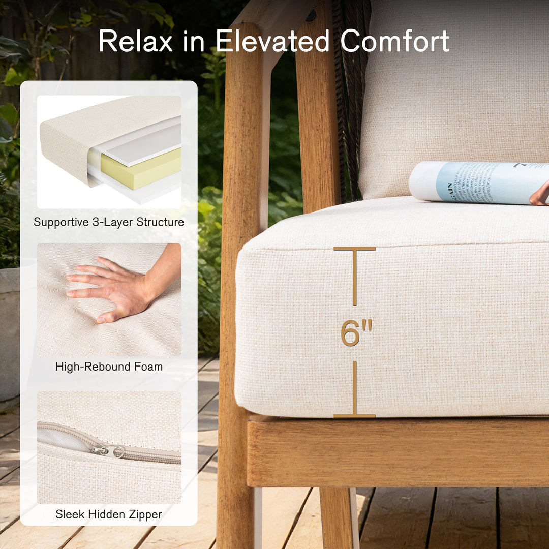 Patio Time 4-Piece Wood-Grain Aluminum & Wicker Conversation Furniture Set