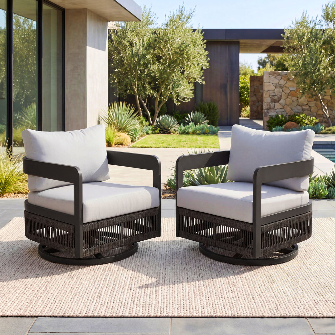Patio Time Aluminum Swivel Patio Chair Set of 2