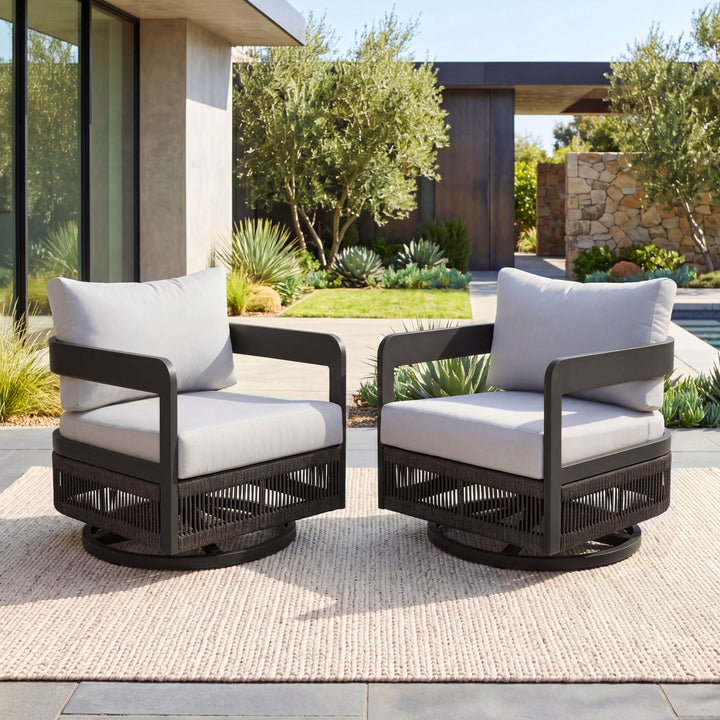 Patio Time Aluminum Swivel Patio Chair Set of 2