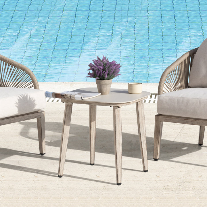 Patio Time 3-Piece Aluminum Patio Balcony Set with 20’’ Square Table for 2