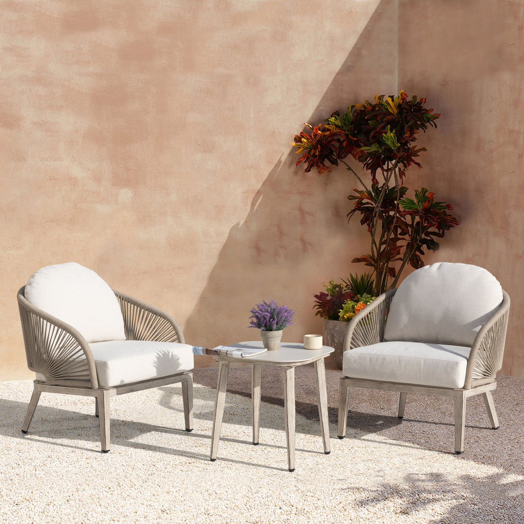 Patio Time 3-Piece Aluminum Patio Balcony Set with 20’’ Square Table for 2