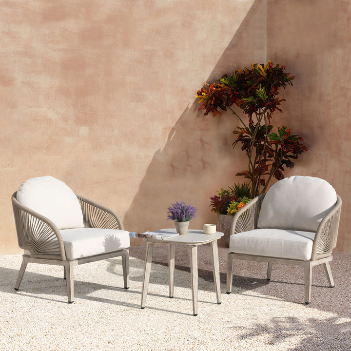 Patio Time 3-Piece Aluminum Patio Balcony Set with 20’’ Square Table for 2