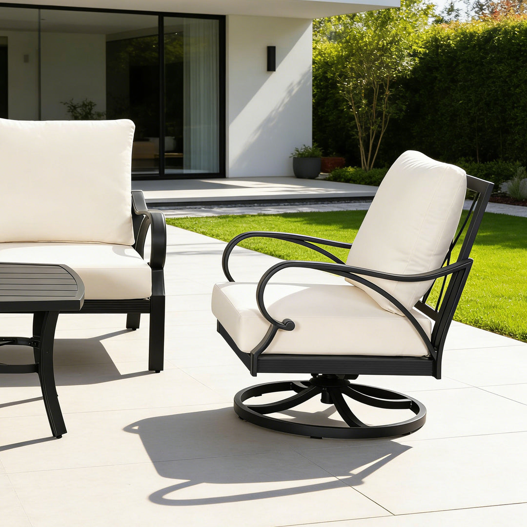 Patio Time 4-Piece Aluminum Patio Conversation Set with Lattice Backrest