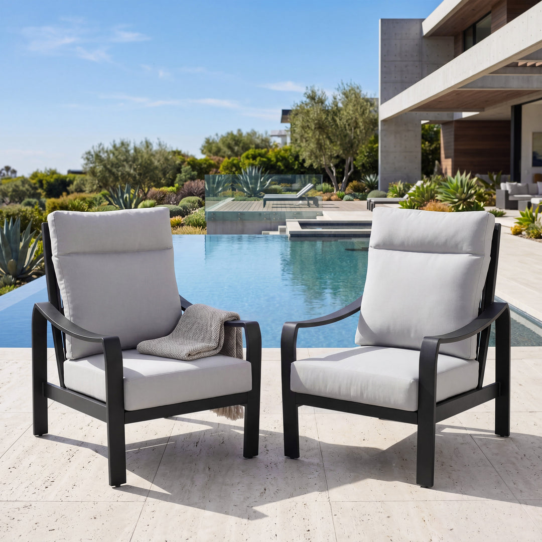 Patio Time Aluminum and Textilene Rope High Back Patio Chair Set of 2