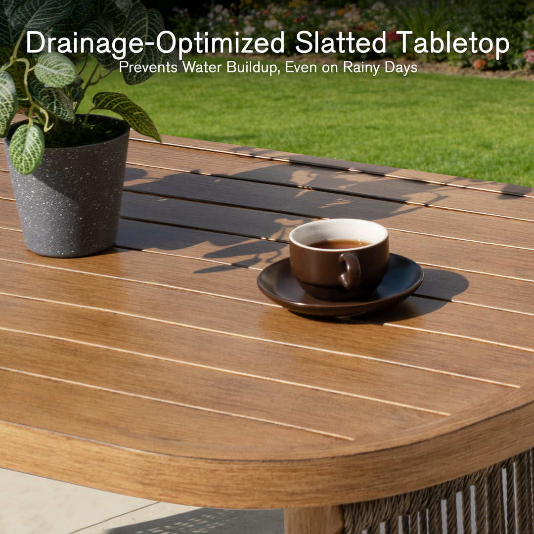 Patio Time 4-Piece Wood-Grain Aluminum & Wicker Conversation Furniture Set