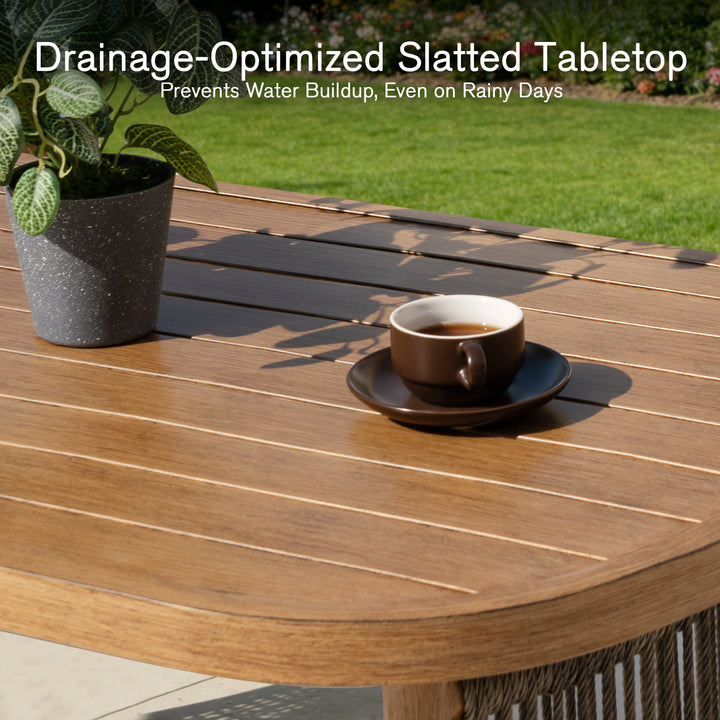 Patio Time 4-Piece Wood-Grain Aluminum & Wicker Conversation Furniture Set