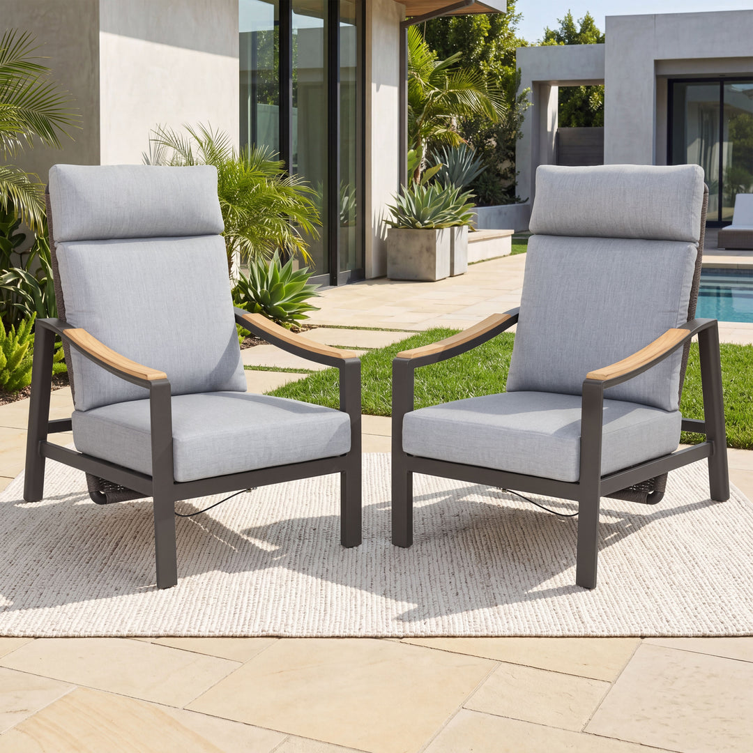 Patio Time Aluminum and Wicker Patio Chairs with Cushions Set of 2