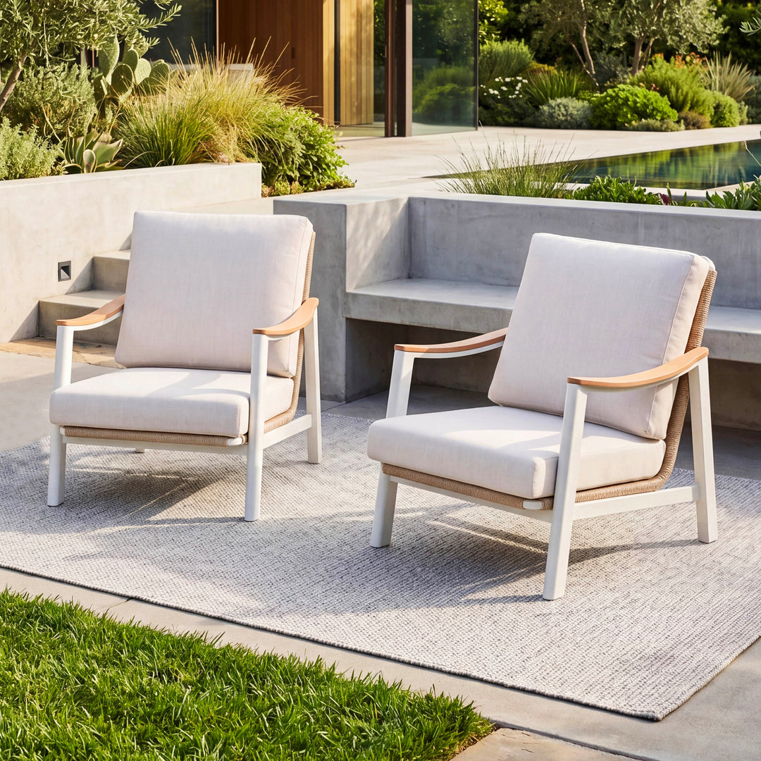 Patio Time Aluminum and Wicker Patio Club Chair with Cushions Set of 2