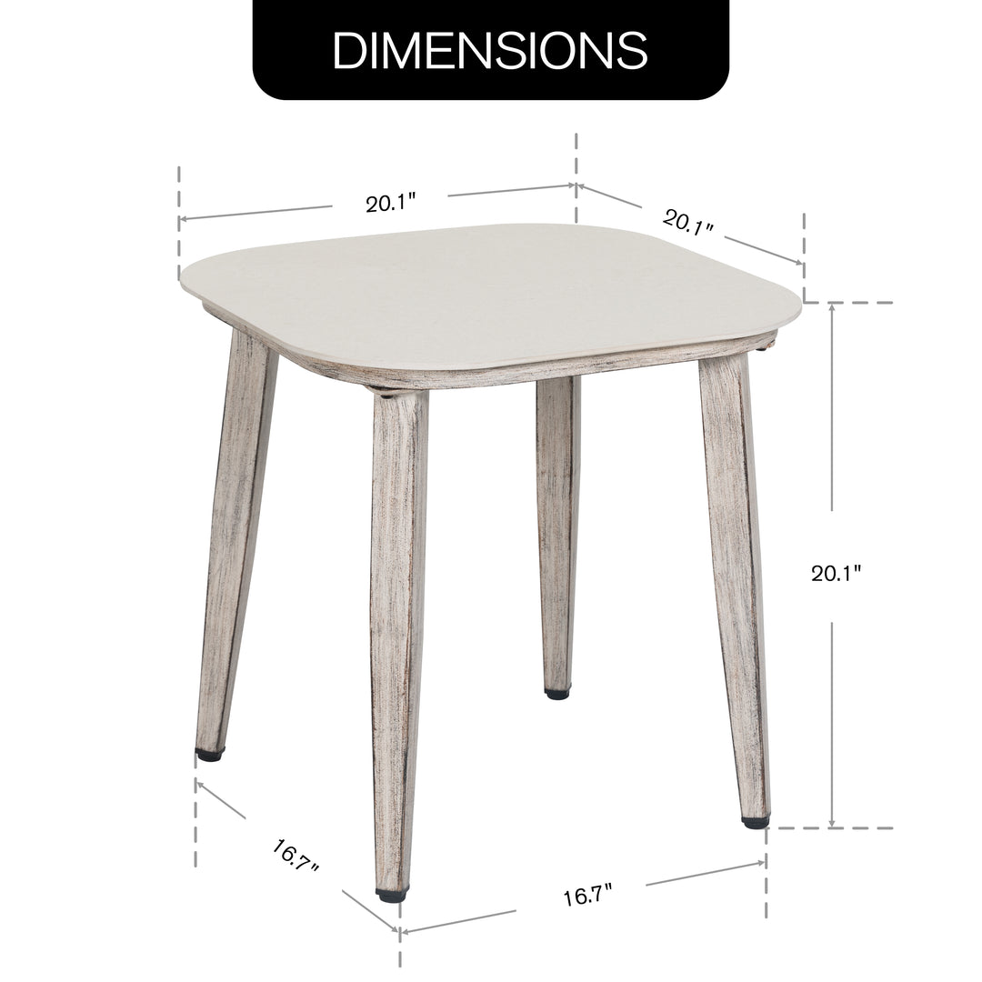 Patio Time 20’’ Square Coffee Table with Wood-Grain Aluminum Frame