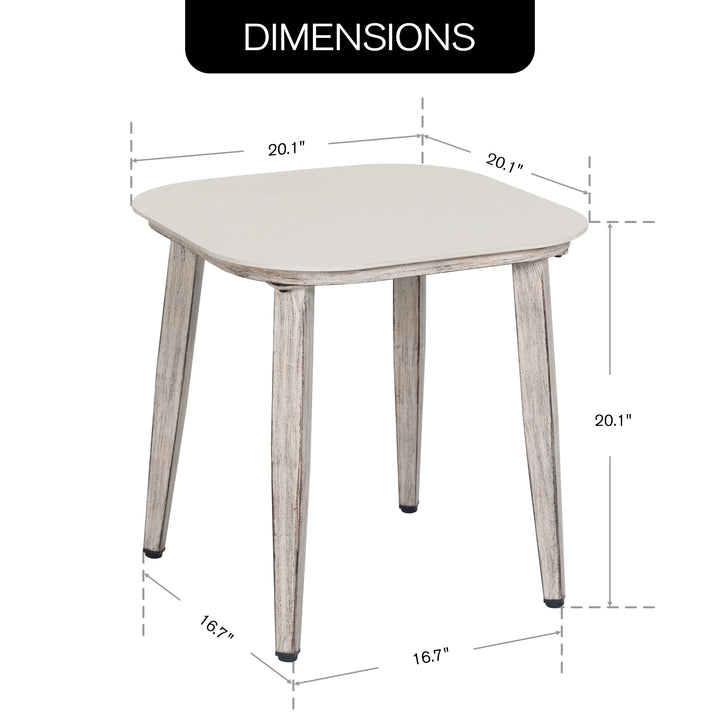 Patio Time 20’’ Square Coffee Table with Wood-Grain Aluminum Frame