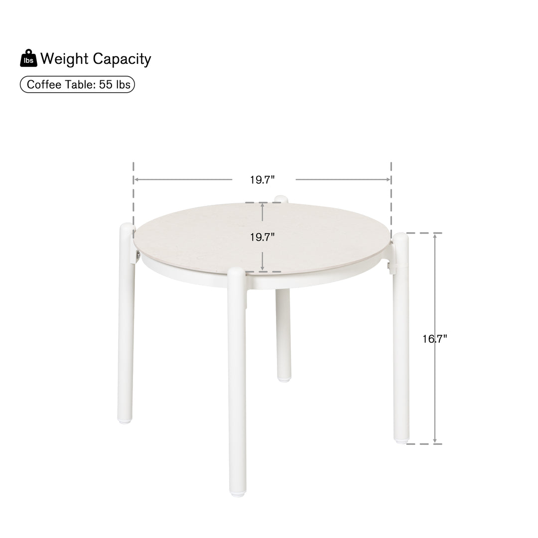 Patio Time 19.7¡± Round Coffee Table with Aluminum Frame