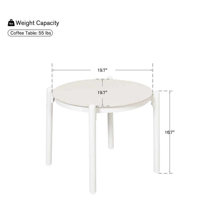 Patio Time 19.7¡± Round Coffee Table with Aluminum Frame