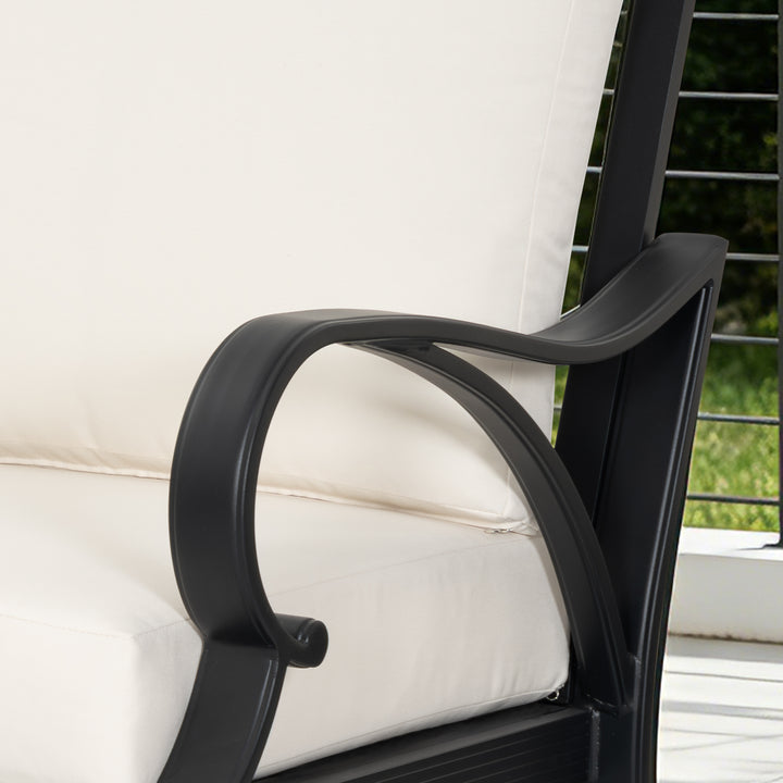 Patio Time Aluminum Club Chair with Lattice Backrest and Cushions Set of 2