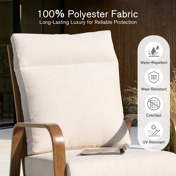 Patio Time Wood-Grain Aluminum High Back Patio Chair with Cushions Set of 2