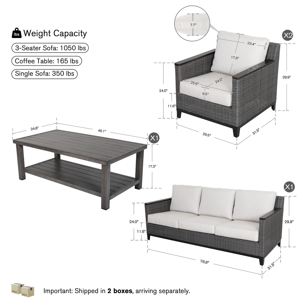 Patio Time 4-Piece Aluminum and Wicker Outdoor Conversation Set