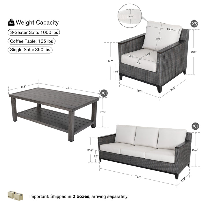 Patio Time 4-Piece Aluminum and Wicker Outdoor Conversation Set