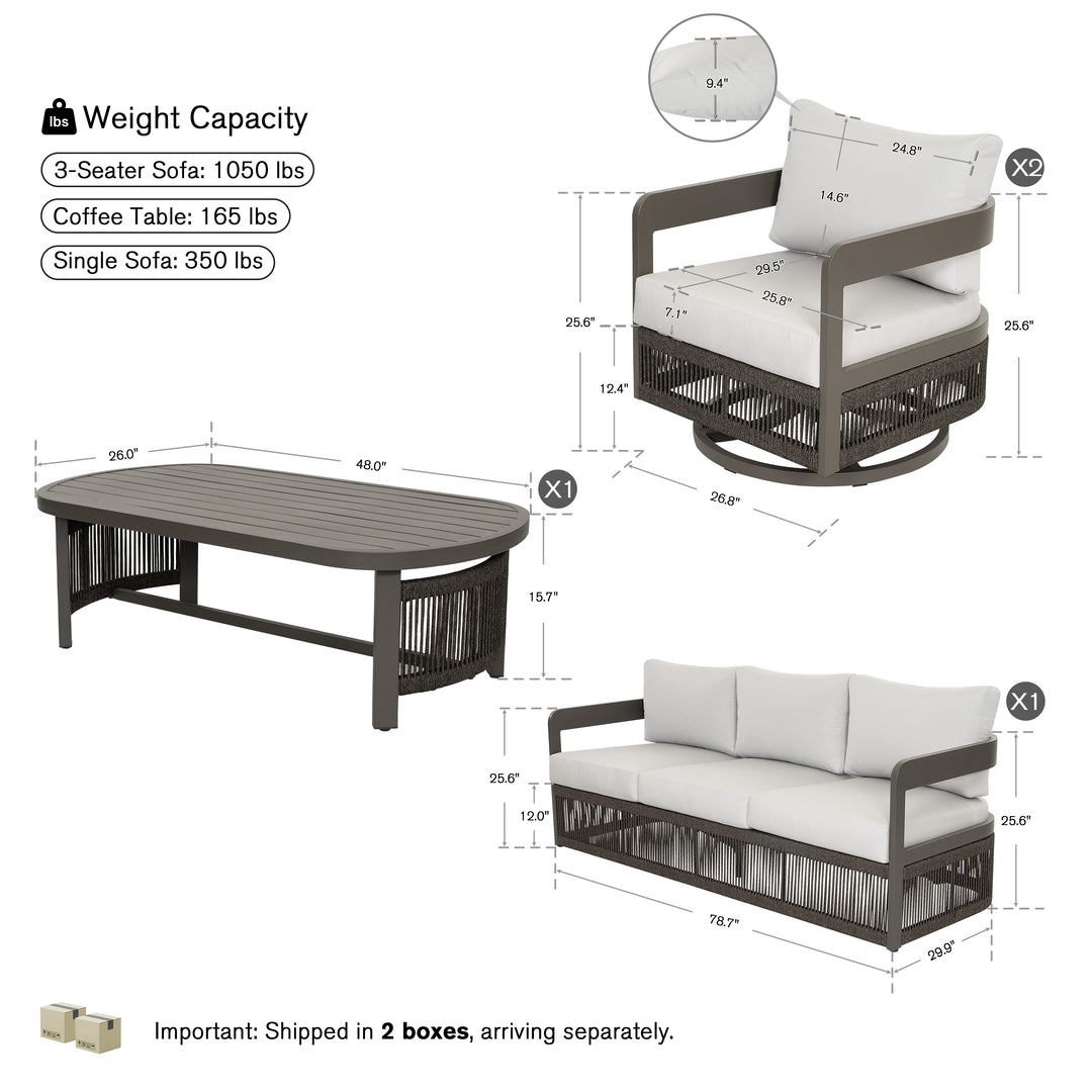 Patio Time 4-Piece Aluminum Outdoor Conversation Set