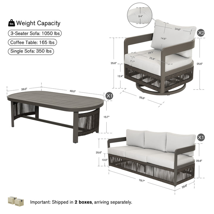 Patio Time 4-Piece Aluminum Outdoor Conversation Set