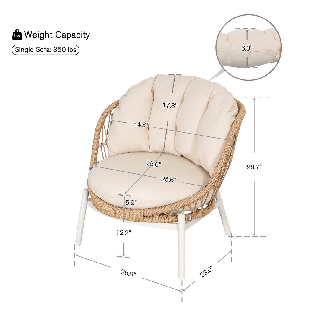 Patio Time Aluminum & Wicker Patio Chairs with Cushions Set of 2