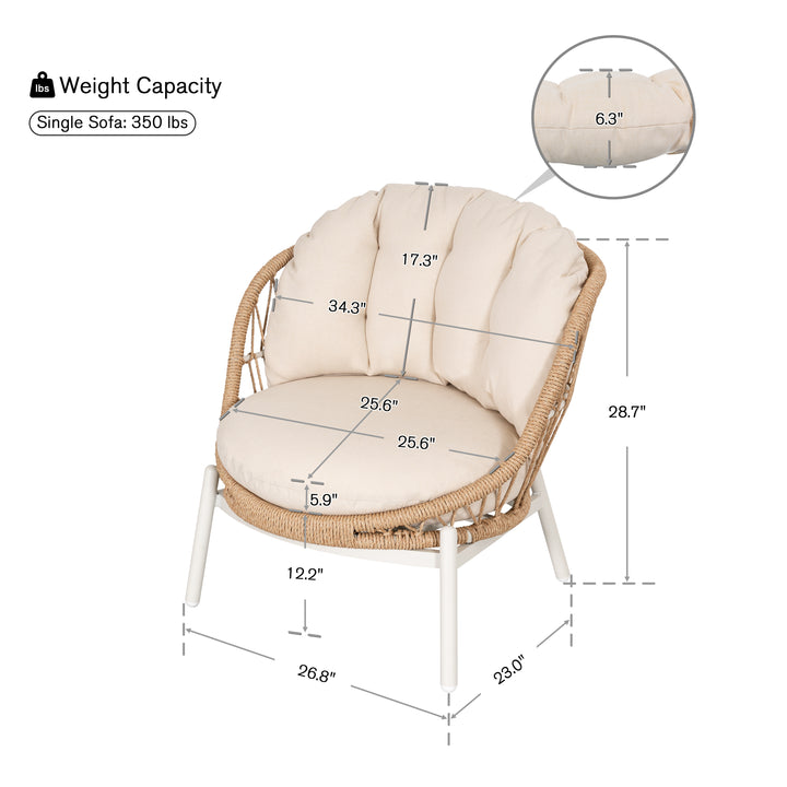 Patio Time Aluminum & Wicker Patio Chairs with Cushions Set of 2