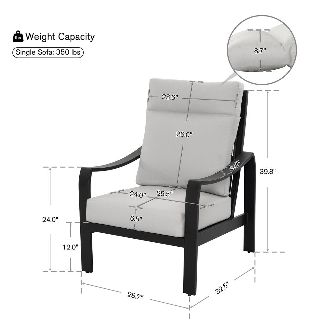 Patio Time Aluminum and Textilene Rope High Back Patio Chair Set of 2