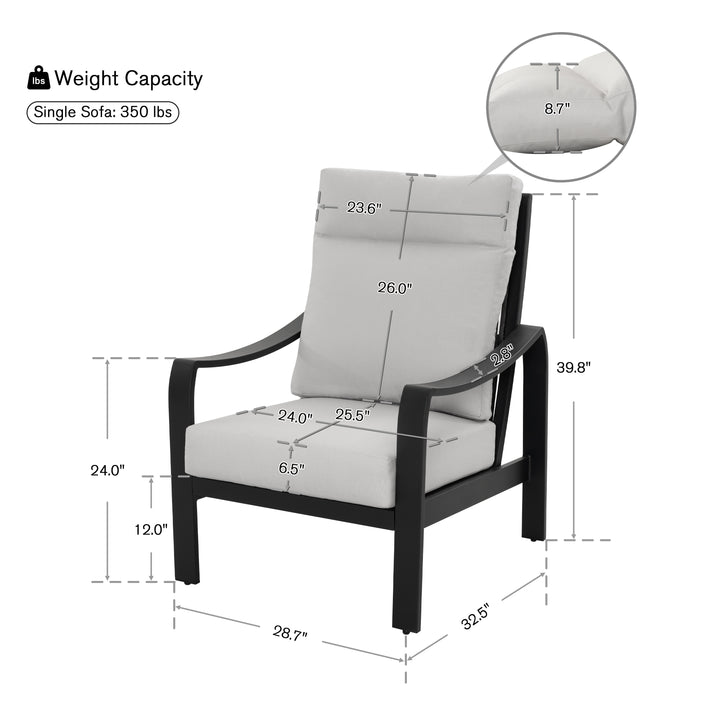 Patio Time Aluminum and Textilene Rope High Back Patio Chair Set of 2