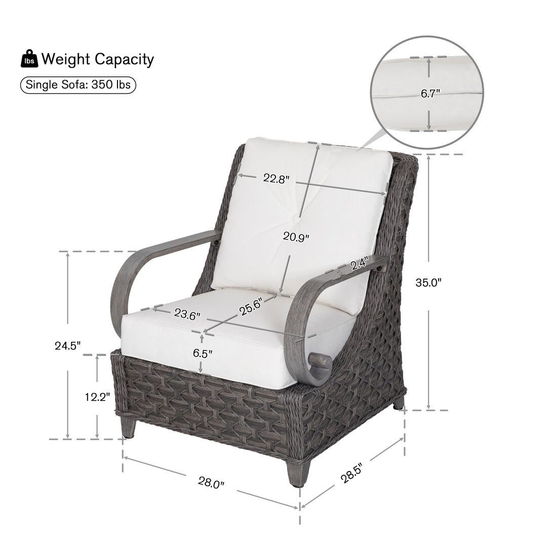 Patio Time Aluminum and Wicker Patio Chairs with Cushions Set of 2