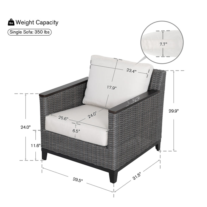 Patio Time Aluminum and Wicker Patio Chairs with Cushions Set of 2