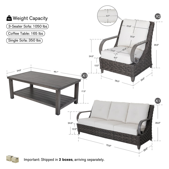 Patio Time 4-Piece Aluminum and Wicker Outdoor Conversation Set